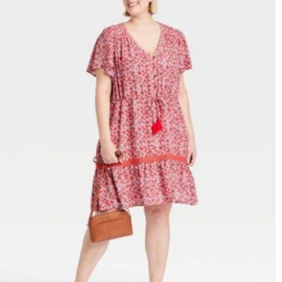 Knox Rose Floral Knox Rose Flutter Short Button-Front Dress XS NWOT - Picture 1 of 7